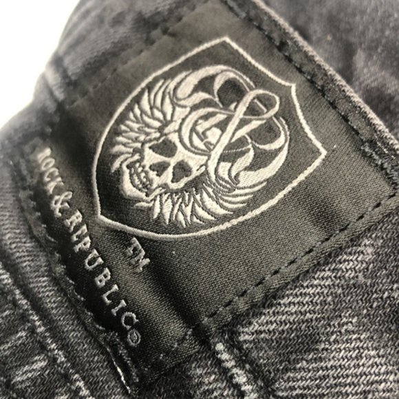 RARE ROCK & REPUBLIC BERLIN SKINNY JEANS 25x34 BLACKWASH MADE IN USA 🇺🇸 - Picture 9 of 14